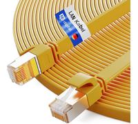 CAT.7 Patch Cable Flat LAN U/FTP Network Cable 2 x RJ45 Male Copper Pro Slim Flexible 10 Gbit Ethernet Port 600 MHz Internet Cable PC,Router,Switch,Modem,TV,Console Yellow