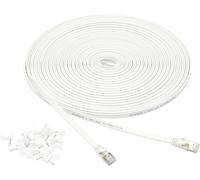Cat-7 RJ45 Flat Gigabit Ethernet Internet Network Cable, 50 Feet, White