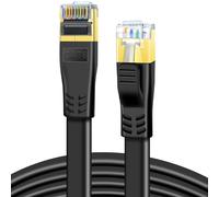 Cat 8 Ethernet Cable,0.5m,40Gbps 2000MHz Flat Patch Cord SFTP High Speed Internet Patch Cord with Gold Plated RJ45 Connector for Gaming,Router,PC (Black)
