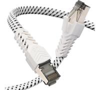 Cat 8 Ethernet Cable, 1 m Flat Nylon 40Gbps 2000MHz High Speed Ethernet Cable, S/FTP Patch Cord with Nickel-Plated Rj45 Connector for PS5 / Laptop/Router/Games/Modem