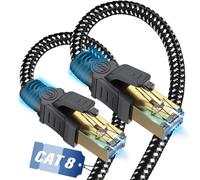 Cat 8 Ethernet Cable 2 m, Network RJ45 Super Speed 40Gbps 2000MHz Nylon Braided Double Shielded Compatible with Router Switch Modem Decoder TV Box Internet PS5 PS5 Xbox Game Console PC