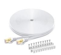Cat 8 Ethernet Cable,20M Flat High Speed Gigabit LAN Network Cable,40Gbps 2000MHz Internet Patch Cord for Switch,Router,(White)