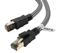 Cat 8 Ethernet Cable,2M Nylon 40Gbps 2000MHz High Speed Ethernet Cable,S/FTP Patch Cord with Nickel-Plated Rj45 Connector for PS5/Laptop/Router/Games/Modem