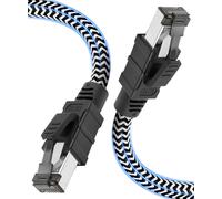 Cat 8 Ethernet Cable 4M, RJ45 Cable High Speed Network 40Gbps 2000MHz, Nylon Braided Double Shielded STP LAN Internet Cable, Compatible with Router Modem TV Box PC PS4/5