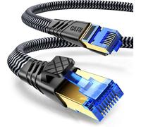 Cat 8 Ethernet Cable, 5 m Cat 8 RJ45 Cable Super Speed Network LAN Patch 40Gbps 2000MHz Flat Nylon Braided Internet Cable Compatible with Router, Switch, Modem, TV, PS5/4, Xbox, PC
