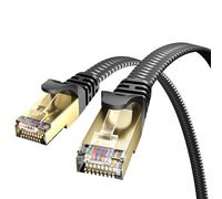 Cat 8 Ethernet Cable 5M, 40Gbps/2000Mhz High Speed S/FTP Internet Cable, Flat Braided RJ45 Gigabit LAN Cable for PS4/5, Computer, Modem, PC, TV