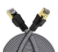 Cat 8 Network Ethernet Cable, 10M 40Gbps 2000MHz RJ45 Super Speed Double Shielded Nylon Braided Gigabit LAN Network Cable, Compatible with PC, PS5, Xbox, Modem, Router, Switch