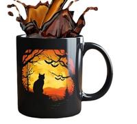 Cat à café noir Céramique - Colle Halloween Novelty, porte-boissons de chat festif | Conteneur de boisson décorative pour le bureau à domicile, hommes hommes adultes thé lait jus de lait bière