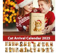 Cat - Acrylic, 10.24x7.09x0.98in 24 Days Christmas Countdown Cute Cat Ornament | Reusable Festive Display Holiday Decoration, Pet Lover Gift For Living Room, Family, Kids