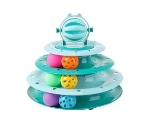 Cat Activity Turntable - Multi Level Ball Tower, Interactive Pet Toy Featuring Rotating Tracks and Sturdy Base, Fun Exercise Playset Including Indoor, Outdoor, Bedroom, Relaxation Zone for Cats
