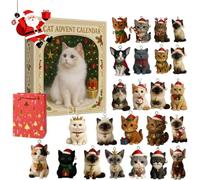 Cat Advent Calendar 2026 - Set of 24 Acrylic Cat Figures (1pc) | Calendrier de l'Avent pour collectionneurs - Calendrier décoratif de compte à rebours mettant en vedette diverses races