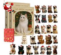 Cat Advent Calendar 2026 - Set of 24 Acrylic Cat Figures (2pc) | Calendrier de l'Avent pour collectionneurs - Calendrier décoratif de compte à rebours mettant en vedette diverses races