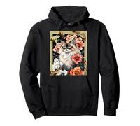 Cat Among Flowers Oriental Floral Pet Art Men Women Kids Sweat à Capuche
