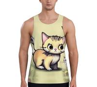 Cat and Butterfly Débardeur de sport pour homme à séchage rapide, coupe ample, sans manches, pour la course à pied et l'entraînement, Noir , S