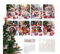 Cat and Dog Design Card Money Holders, Sturdy Christmas Clips, Christmas Tree Money Clips, Handmade Christmas Money Holders 13x10cm for Holidays, Indoor, Outdoor, Multicolor