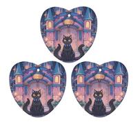Cat and Magic Castle Gate Lot de 3 désodorisants à suspendre pour voiture, maison, bureau, style noir