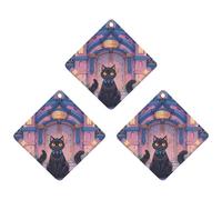 Cat and Magic Castle Gate Lot de 3 désodorisants à suspendre pour voiture, maison, bureau, style noir