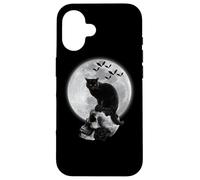 Cat and Skull Moon Gothic Graphic Scary Halloween Coque pour iPhone 16