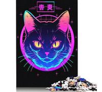 Cat Animal Neon Pet Friend Puzzle 1000 Pièces Cadeau Unique Jeu Éducatif Challenge Toy À De Qualité Supérieure Peinture Art pour Adultes Et Enfants 1000pcs (75x50cm)