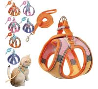 Cat Anti-Escape Harness, HarnessCat+Lead, Double Safety Escape Proof (A, M [4-8 lbs])