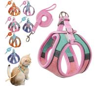 Cat Anti-Escape Harness, HarnessCat+Lead, Double Safety Escape Proof (B, M [4-8 lbs])