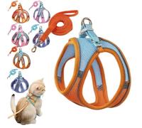 Cat Anti-Escape Harness, HarnessCat+Lead, Double Safety Escape Proof (D, L [8-15 lbs])