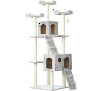 Cat Apartments Chats et Animaux de Compagnie Arbre à Chat Tour à Chat de Luxe avec Appartements Doubles, Tour à Chat pour Chatons Tour d'arbre à Chat (Couleur: Gris, Taille: 50X55X186CM)