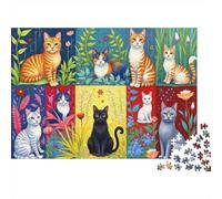 Cat Art Collection 100% Recycled Cardboard Colorful Cat Collage 1000Pc Jigsaw Puzzle for Adults & Kids Fun Present 38x26cm/1000pcs