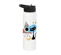 Cat Astronaut Space Retro Atomic Age Mid-Century Modern Stainless Steel Insulated Water Bottle