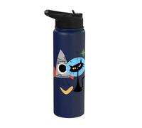 Cat Astronaut Space Retro Atomic Age Mid-Century Modern Stainless Steel Insulated Water Bottle