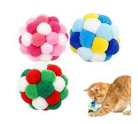 Cat Ball Toy, 3-Piece Interactive Chewing and Chasing Fuzzy Balls, Engaging Play Toy for Pets, Promotes Exercise and Mental Stimulation for Kittens Puppies Dogs, Indoor Outdoor Entertainment Train