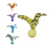 Cat Ball Toy - 5 Pieces Interactive Bouncy Ball Set, Feathered Pet Toys for Safe Play, Fun Teething Toys for Cats, Promotes Interaction and Activity for Details, Indoor Outdoor Use 5.12x1.18 Inches