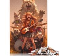 Cat Band Rock Puzzles 1000 Pièces Cadeau Unique Jeu Éducatif Challenge Toy À De Qualité Supérieure Peinture Art pour Adultes Et Enfants À Partir De 12 Ans 1000pcs (38x26cm)
