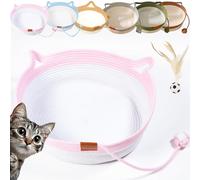 Cat Basket Bed, Cat Handwoven Basket, Cotton Rope Cats Bed Basket with Scratching Ball Toy, Round Cat Beds, Cats Ear Design, Breathable & Easy to Clean,All Season Universal (Cotton Pad-D, M-15.7in)