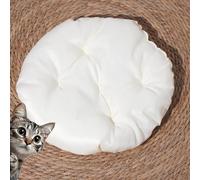 Cat Basket Bed, Cat Handwoven Basket, Cotton Rope Cats Bed Basket with Scratching Ball Toy, Round Cat Beds, Cats Ear Design, Breathable & Easy to Clean,All Season Universal (Cotton Pad-A, M-15.7in)
