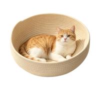 Cat Basket Bed | Round Cotton Rope Scratch-Resistant Washable | Cotton Rope
