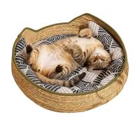 Cat Basket | Comfortable Woven Washable Kitten Mat | Cat Desk Bed - for Outdoor Winter Travel Car Camping Desk Bedside Window Chair Couch Room Shelter