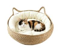 Cat Basket - Pet Bed with Washable Cushion | Cotton Rope Pet Sleeping Bed | Breathable Washable Natural Nests, All-Season Comfort Nest Handmade Cotton Padding, Portable Lightweight, Indoor Home