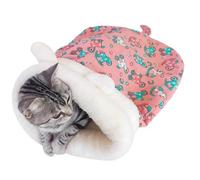 Cat Bed, Cat Winter Sleeping Bag, Cozy Calming Cat Bed with Tail, Soft Pet Hideaway, Comfortable Snuggle Sack for Indoor Cats Under 17.6lbs, Plush Warm Cat Bed for Winter Comfort