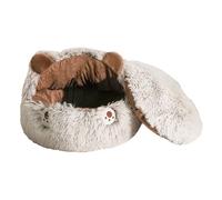 Cat Bed Cave - 15.75 inches Pet Nest for Indoor Cats, Warm Anti Slip Design with Cozy Comfort Function, Pet Beds for Kitten Puppy Balcony Living Room, Brown Bear Plush, Lightweight Home Use