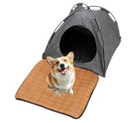 Cat Bed Cave | Breathable Foldable Pet House Teepee with Rattan Mat