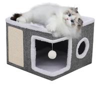 Cat Bed for Indoor Cats, Multifunctional Covered Cat Cave, 15.75x15.75x12.2 inches, Thermal Warm Cave Nest, Soft Cozy Design for Pets, Comfortable Resting Space for Kittens
