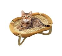 Cat Bed, Rattan Chair, 23.23x14.96x8.07 inches Pet Furniture, Raised Cooling Lounger with Scratch-Resistant and Soft Pad for Indoor Kitten Comfort on Hot Days Living Room