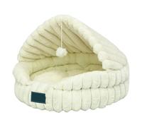 Cat Bed - Round Hooded Cat Bed Cave | Semi-Enclosed Warm Cats Nest | Cozy Pod | Soft Anti-Slip Pet Cave for Indoor Cold Weather Daytime Napping Nighttime Sleeping Study Bedroom - 50x50x15cm