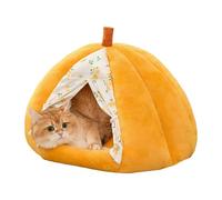 Cat Bed - Washable Warm with Removable Pad, Pumpkin Enclosed Cat Bed with Door Drape for Calming | Sleeping, Winter, Kitten, Small, Dog, Pet, Indoor Home Decor Apartment, 40x40x39cm
