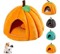 Cat Beds for Indoor Cats, Pumpkin Cat House, Cute Pumpkin Shape Cave Bed Tent with Removable Cushion Warm for Small Dogs (Yelloow,S)