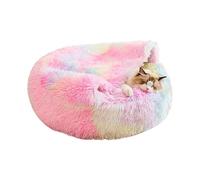 Cat Beds for Indoor Cats, Rainbow Cozy Cave Dog Bed 15.75x15.75 inches, Round Bed, Pet Furniture for Winter, Small Animals, Plush, PP Cotton, Warmth Retention
