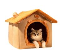 Cat Beds for Indoor Cats, with Removable Washable Cushioned Pillow, for Cat and Small Pets, Washable Pet House Bed (M 42 * 34 * 38cm,Brown)