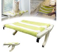 Cat Bedside Hammock,Soft Hanging Cat Bed with Removable Cover,One-Step Sliding Clamping Slot Adjustment Cats Hammock,No Drilling Hold Up to 30lbs for Windowsill Bedside Drawer,Easy Installation (1Set)