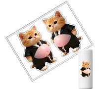 Cat Belly Stickers - Cute Animal Design for Decoration | Waterproof Soft Material with Adhesive Backing, Silicone 3D Cartoon Decals, Fun Accessory for Fridge Notebook Bottle Lunch Box Car Use